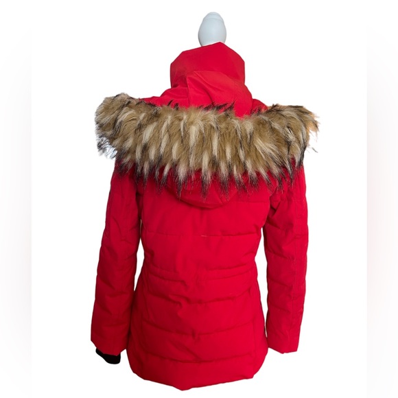 GUESS: Red Winter Parka with Faux Fur Detachable Hood, Size Small - Picture 2 of 10